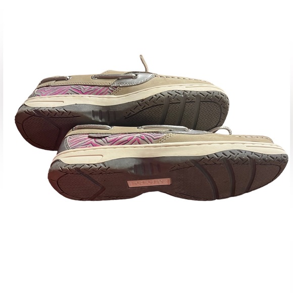 SPERRY TOP SLIDERS. Gray with pink and silver.  Size 5M. - Picture 5 of 5